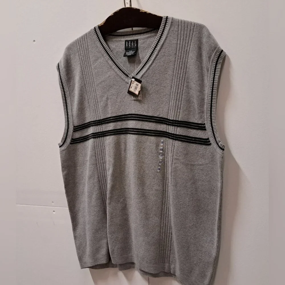 NWT Vintage Real Clothes Men's Sweater Vest Hudson Bay Ribbed 90s Y2K sz Large